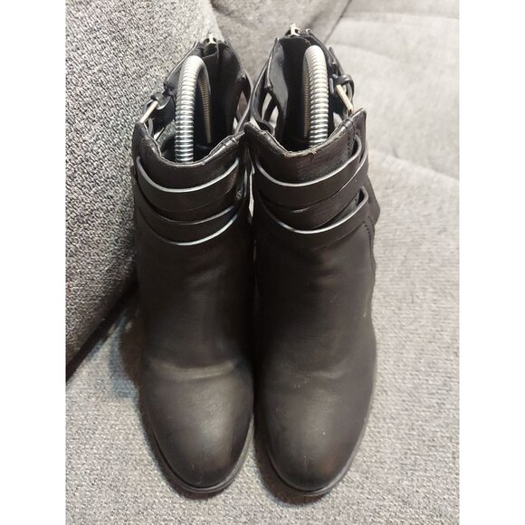 Women Ankle Boots Almond Toe Mid Heel Booties Chunky Block Zip Up Sz 8 M - Picture 2 of 12